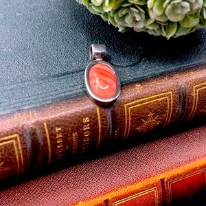 Elegant Sterling Silver & Polished Coral Pendant